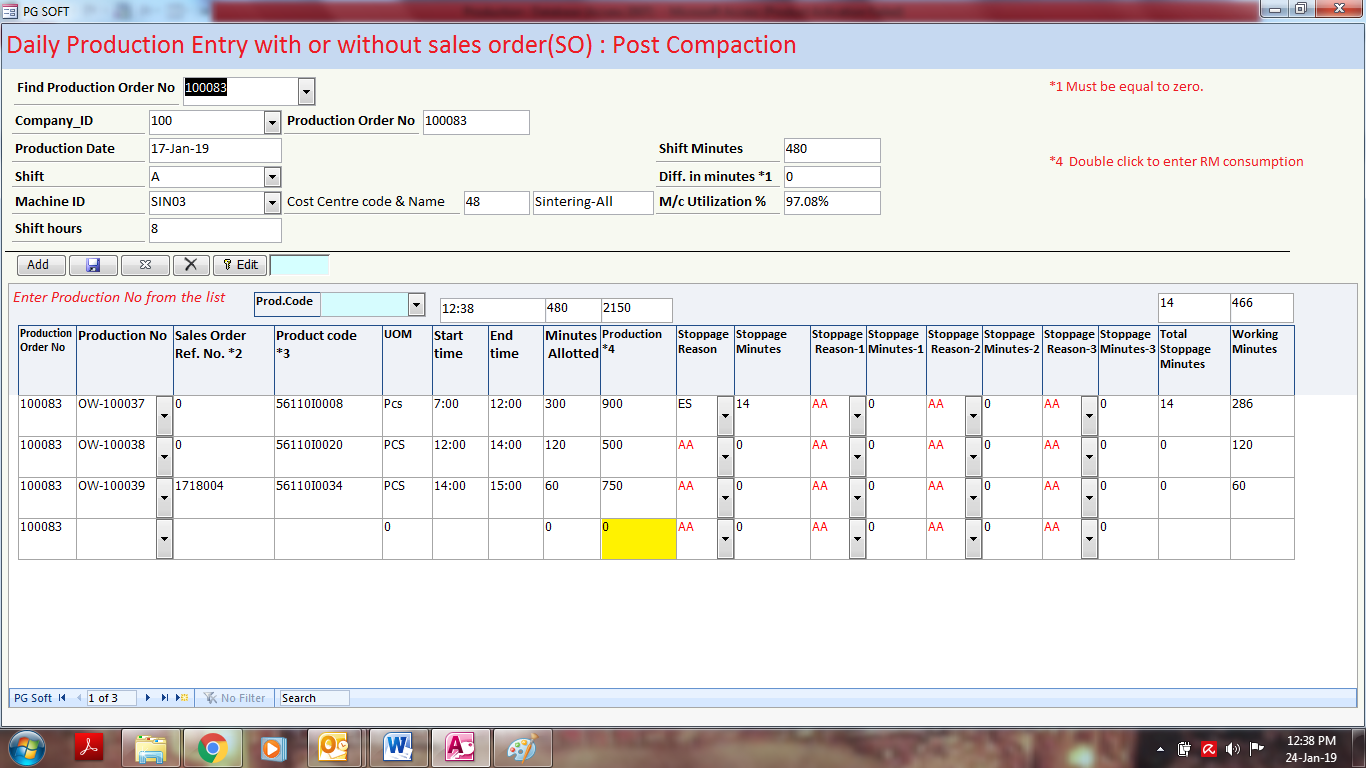 Post ist stage production Data entry